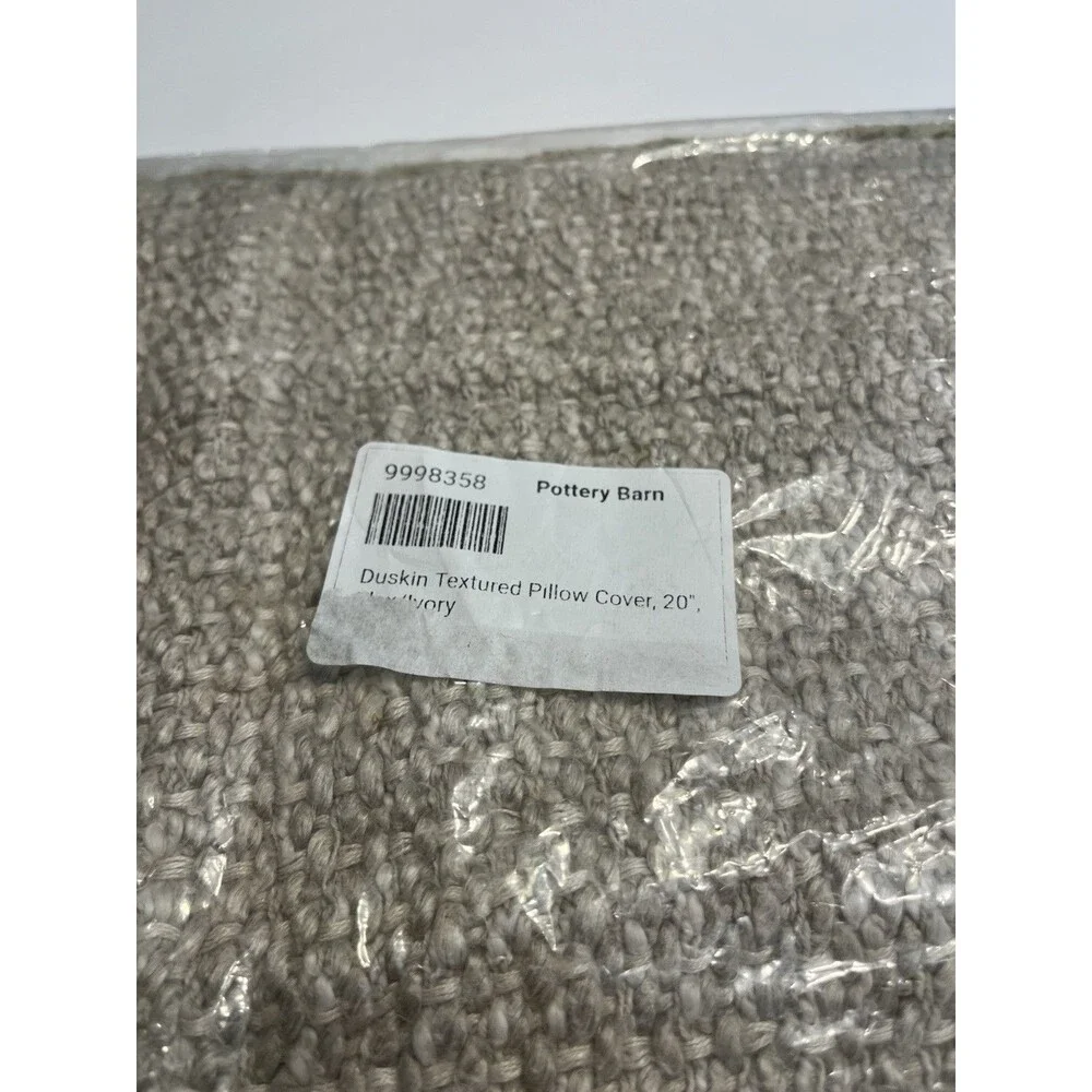 Pottery Barn Duskin Textured Pillow Cover Flax Ivory 20”x20” Neutrals New w Tags